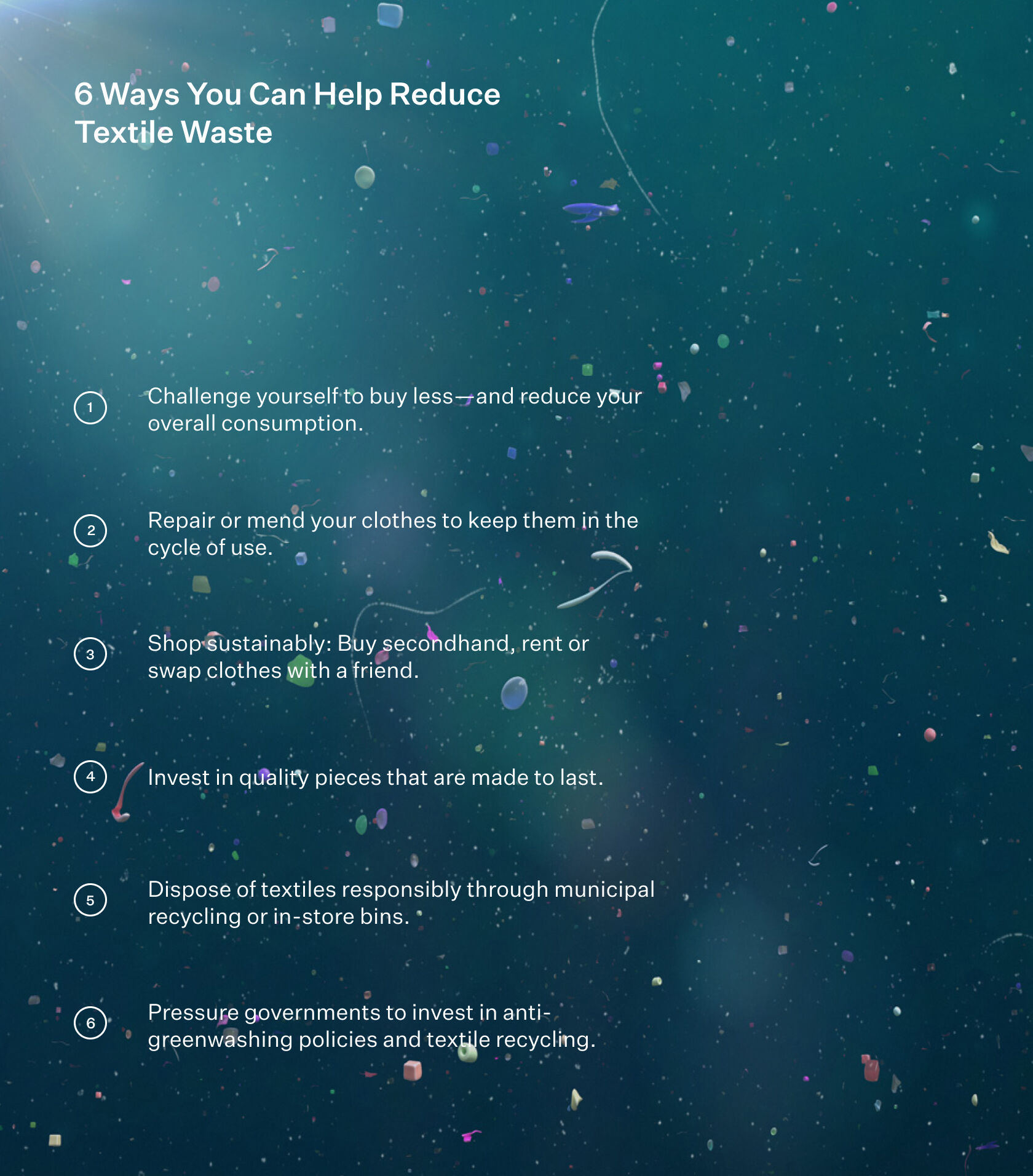 Tips on how to reduce your textile waste. Tips on how to reduce your textile waste.